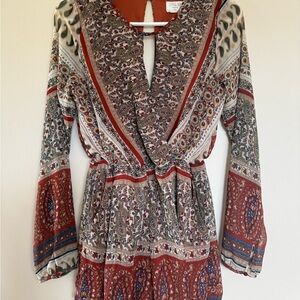 Sienna Sky Multicolor Paisley Long Sleeve Dress